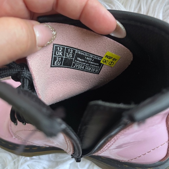 Dr Martens Pink Patent Leather Lace Up & Side Zip 1460 J Boits kids size 13 - Picture 7 of 10